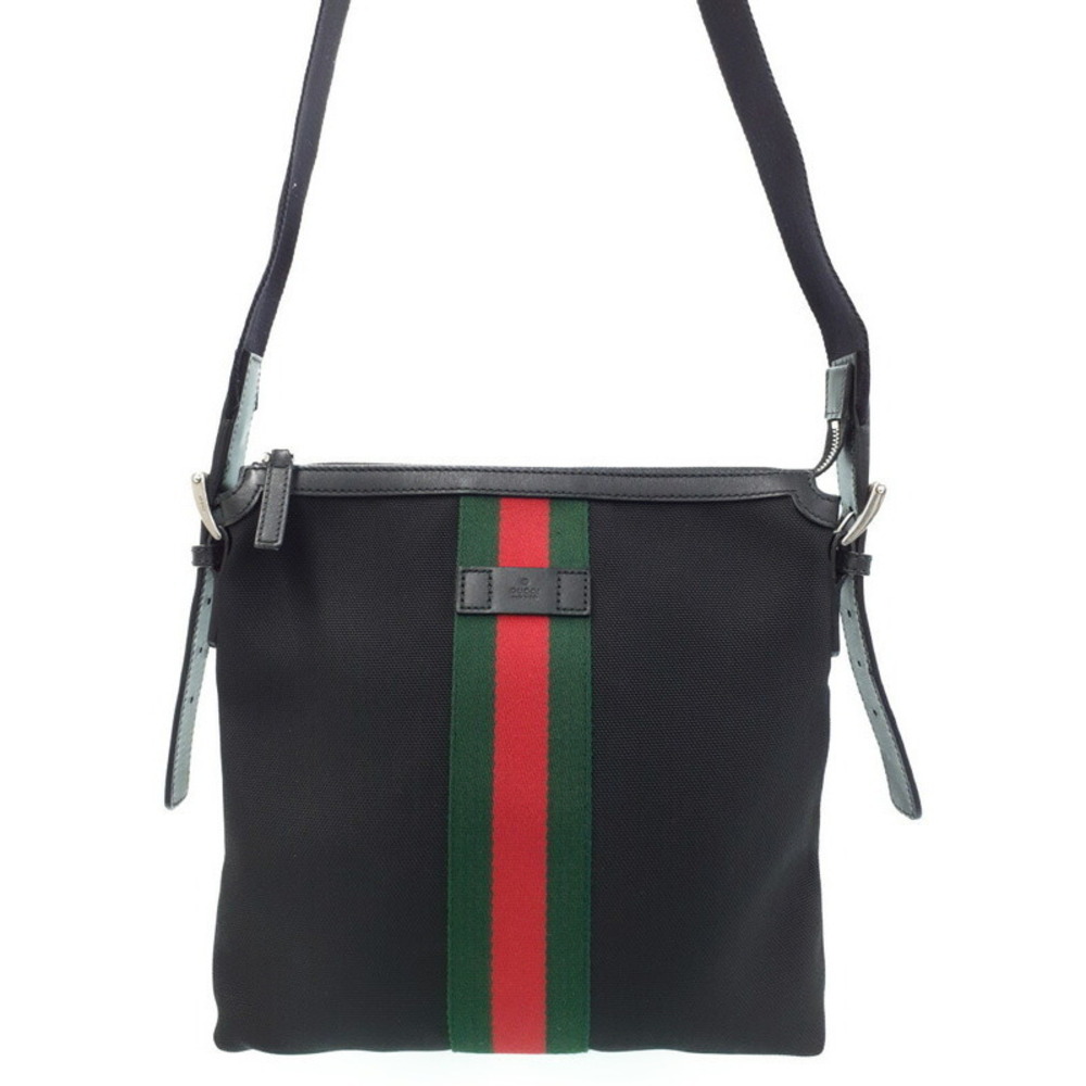 GUCCI Web Band Messenger Bag Shoulder Bag Black